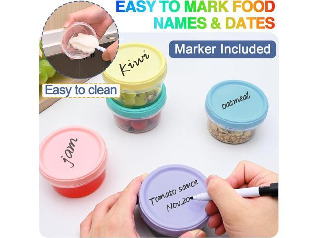 12pcs 8 oz Plastic Containers with Screw Lids, Reusable Clear Food Storage Containers with Pen and Brush for Snack Salad Fruit, Leakproof Small...