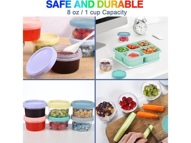 12pcs 8 oz Plastic Containers with Screw Lids, Reusable Clear Food Storage Containers with Pen and Brush for Snack Salad Fruit, Leakproof Small...