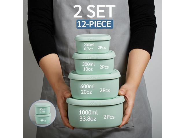 ISSEVE 12Pcs/Set Nesting Silicone Food Storage Containers with Lids, BPA Free Reusable Meal Prep Silicone Containers Airtight, Freezer Dishwasher...