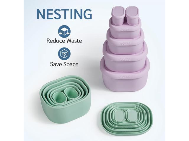 ISSEVE 12Pcs/Set Nesting Silicone Food Storage Containers with Lids, BPA Free Reusable Meal Prep Silicone Containers Airtight, Freezer Dishwasher...
