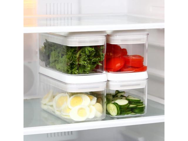 Felli Flip Tite Food Storage Container with Lid 4 RECTANGLE Airtight Ring Flip Lock Top, Stackable Acrylic Canister Set for Kitchen Fridge Pantry...