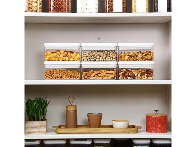 Felli Flip Tite Food Storage Container with Lid 4 RECTANGLE Airtight Ring Flip Lock Top, Stackable Acrylic Canister Set for Kitchen Fridge Pantry...