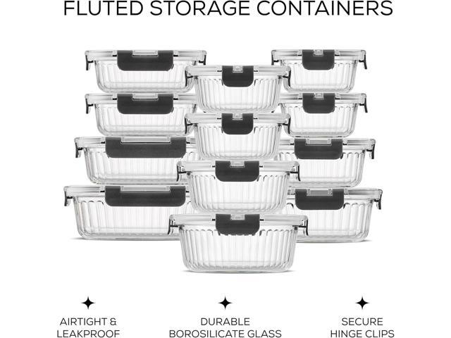 JoyJolt 24pc Borosilicate Glass Storage Containers with Lids 12 Airtight/Freezer Safe Food Storage Containers for Pantry and Kitchen Meal Prep...
