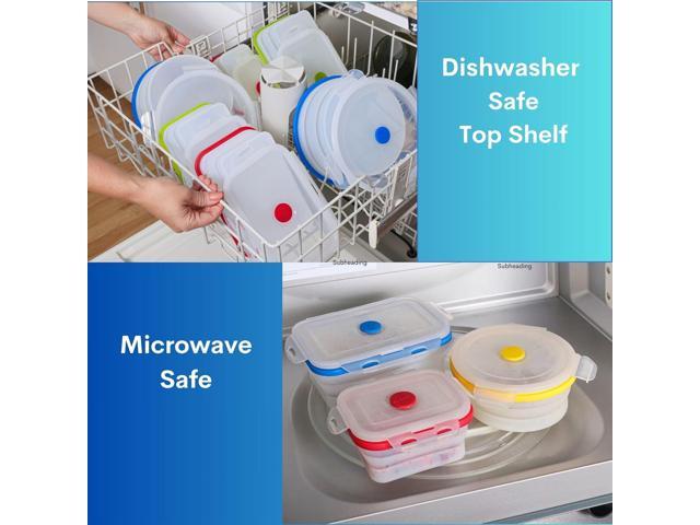 Collapsible Silicone Food Storage Containers, BPA Free, Microwave, Freezer and Dishwasher Safe, Lunch, Meal Prep, Travel, Space-Saving, Set of 5