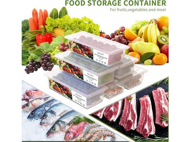 SILIVO Fruit Storage Containers for Fridge (3 Pack) - 1.5L Produce Saver Containers for Refrigerator with Removable Drain Tray Keep Fresh for...