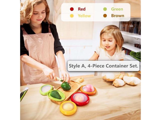 Avocado Saver and Tomato Holder - Set of 4 Reusable Storage Containers for Fridge - Ideal for Garlic, Onions, Lemons, and Potatoes