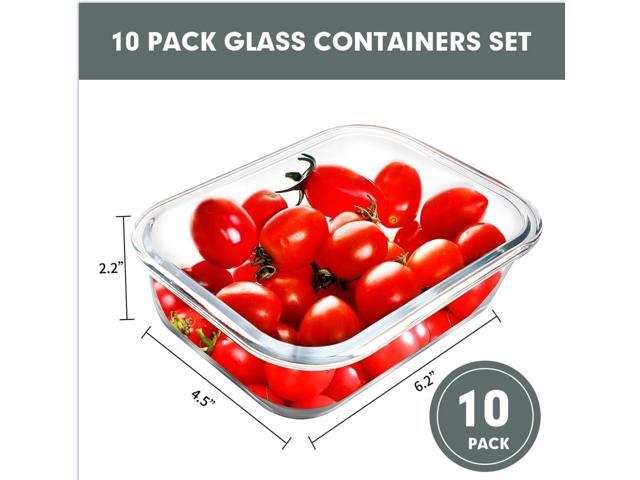 VERONES 10 Pack 22 OZ Glass Meal Prep Containers, Airtight Glass Lunch Containers Set, Glass Food Storage Containers with Lids,Exclusive of BPA,...