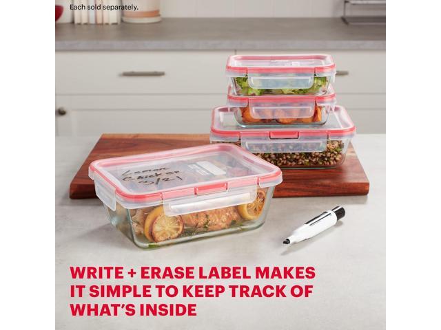 Pyrex Freshlock Glass Food Storage Container, Airtight & Leakproof Locking Lids, Freezer Dishwasher Microwave Safe, 8 Cup