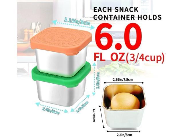 6Pack 6oz Stainless Steel Snack Containers for Kids, Easy Open Leak Proof Metal Toddler Snack Containers with Silicone Lids, Stackable Metal...