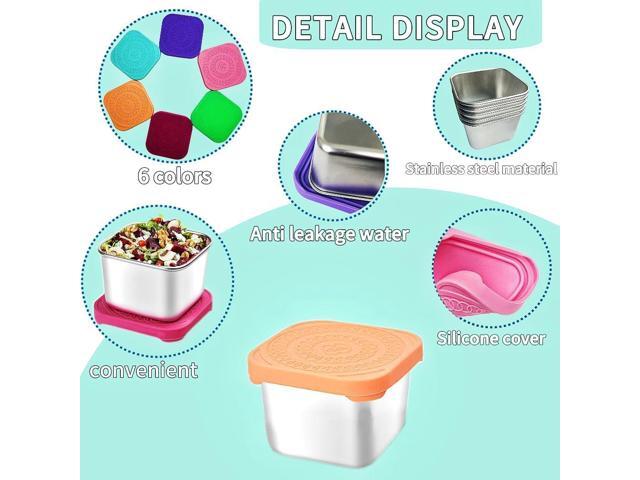 6Pack 6oz Stainless Steel Snack Containers for Kids, Easy Open Leak Proof Metal Toddler Snack Containers with Silicone Lids, Stackable Metal...