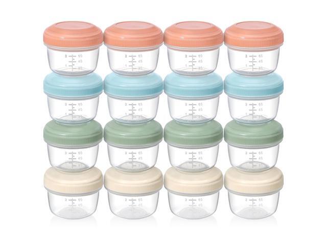 16 Pack 4 oz Reusable Plastic Containers with Lids, Snack & Puree, Salad Dressing, Deli & Freezer Baby Food Containers, Dishwasher Safe, BPA Free