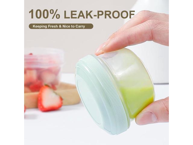 16 Pack 4 oz Reusable Plastic Containers with Lids, Snack & Puree, Salad Dressing, Deli & Freezer Baby Food Containers, Dishwasher Safe, BPA Free