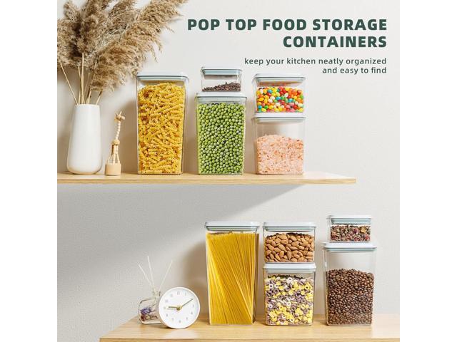 Airtight Pop Food Containers 10-Piece Set BPA-Free Stackable Air Tight Pantry Storage Containers Ideal for Storage Cereal Snack Flour Sugar Spaghetti