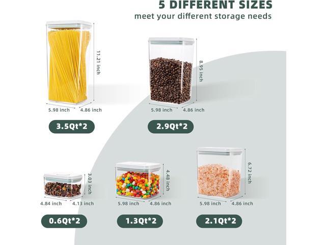 Airtight Pop Food Containers 10-Piece Set BPA-Free Stackable Air Tight Pantry Storage Containers Ideal for Storage Cereal Snack Flour Sugar Spaghetti