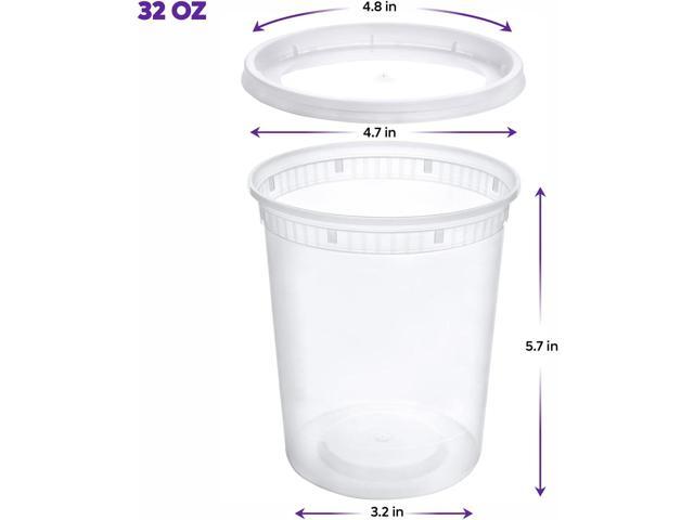 Pantry Value [32 oz. - 24 Count Plastic Food Storage Deli Containers with Lids, Disposable Soup Containers With Lids - Perfect for Storing Soups,...
