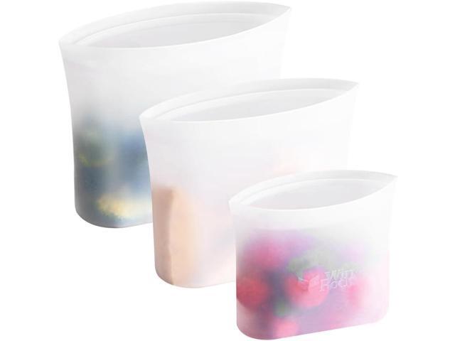 Reusable 100% Silicone Food Storage Bags, Sandwich Snack Bags New Generation Stand Up Zip Container for Soup and Leftovers, Plastice & BPA Free,...