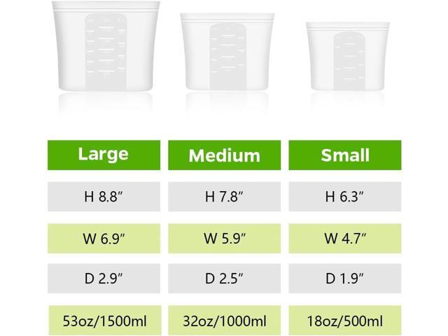 Reusable 100% Silicone Food Storage Bags, Sandwich Snack Bags New Generation Stand Up Zip Container for Soup and Leftovers, Plastice & BPA Free,...