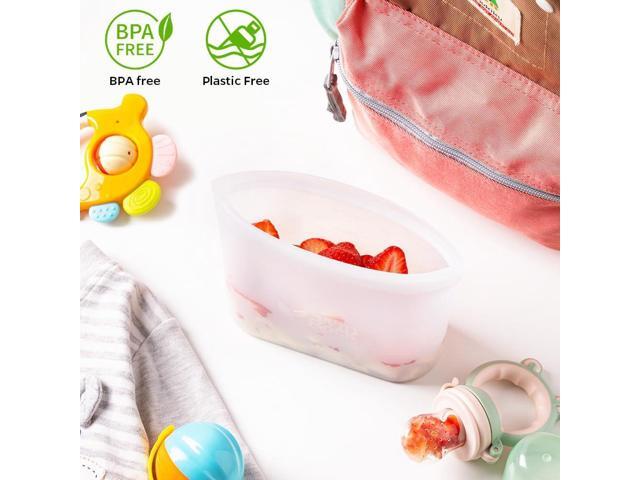 Reusable 100% Silicone Food Storage Bags, Sandwich Snack Bags New Generation Stand Up Zip Container for Soup and Leftovers, Plastice & BPA Free,...