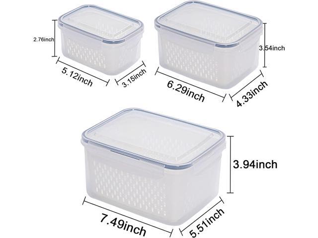 3Pack Fridge Food Storage Container Set with Lids with Strainer,Plastic Fresh Produce Saver Vegetable Fruit Meat Storage Organization, BPA-Free...