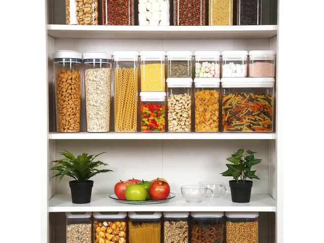 Felli Flip Tite Storage Container with 4 Inch Lid SQUARE & RECTANGLE, Air Tight Ring Seal Top Clear Acrylic Canister Jar, Spice Pasta Cereal Snack...