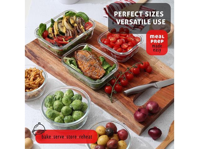 Nestl 48pc (24 Airtight, Freezer Safe Food Storage Containers and 24 Lids), Pantry Kitchen Storage Containers, Glass Meal Prep Container for Lunch,...