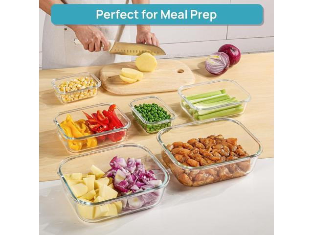 Vtopmart 2.26L/76oz Extra Large Glass Food Storage Containers with Lids, 6 pack Meal Prep Container Set, Airtight Lunch Boxes with Snap Locking...