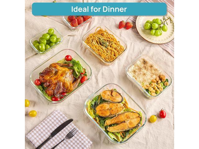 Vtopmart 2.26L/76oz Extra Large Glass Food Storage Containers with Lids, 6 pack Meal Prep Container Set, Airtight Lunch Boxes with Snap Locking...