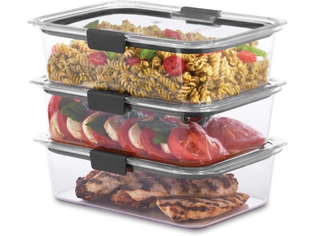 Rubbermaid Brilliance Food Storage Container, Large, 9.6 Cup, Clear, 3 Pack