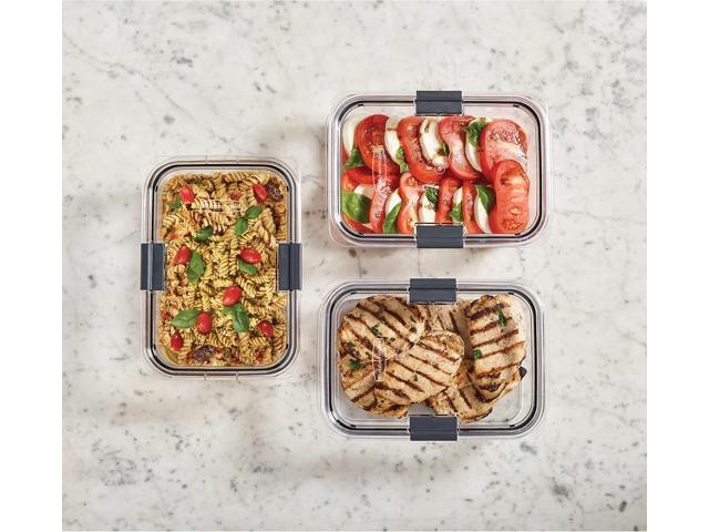 Rubbermaid Brilliance Food Storage Container, Large, 9.6 Cup, Clear, 3 Pack