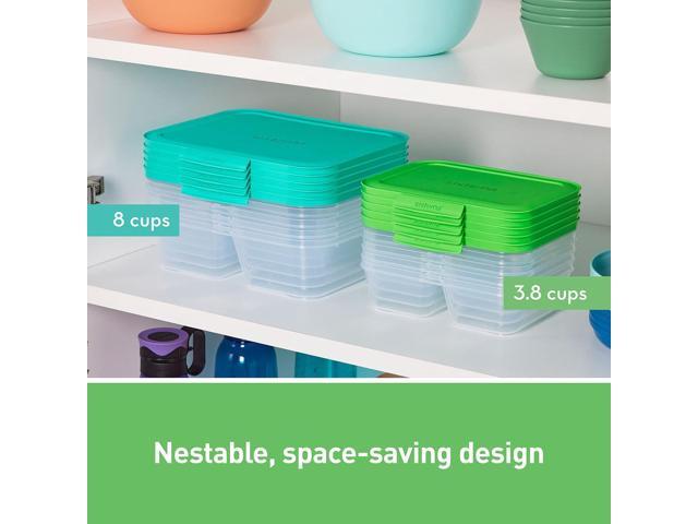 Sistema Nest It Meal Prep Food Storage Containers with Lids, 2 Compartments, 3.7 Cups, Plastic, 10-Pack, Green