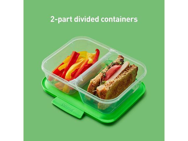 Sistema Nest It Meal Prep Food Storage Containers with Lids, 2 Compartments, 3.7 Cups, Plastic, 10-Pack, Green