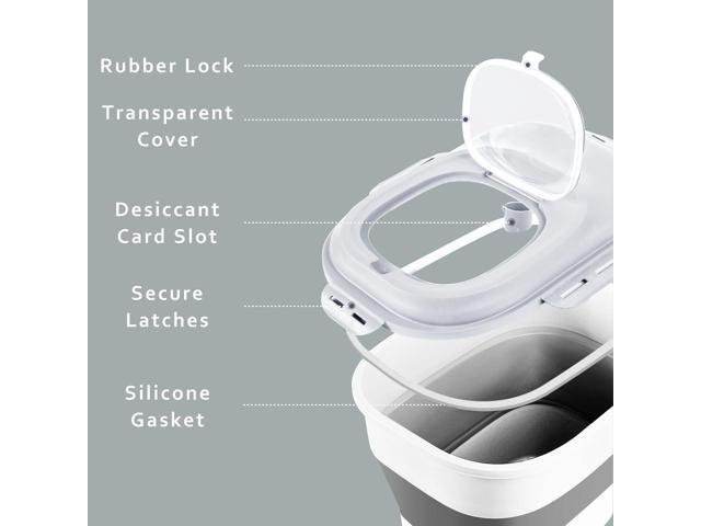 Cereal Rice Food Storage Containers, Collapsible 20 to 50 Lbs Dispenser Bin with Rolling Wheel Airtight Locking Lid, Dog Pet Cat Flour Sugar...