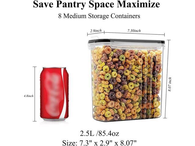 Wildone Cereal & Dry Food Storage Containers, Airtight Cereal Storage Containers Set of 8 [2.5L / 85.4oz] for Sugar, Flour, Snack, Baking Supplies,...