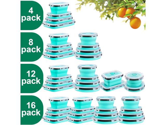 4 Pack Collapsible Food Storage Containers With Lids, Collapsible Storage Containers Sets Silicone Collapsible Bowls For Camping, RV Accessories,...