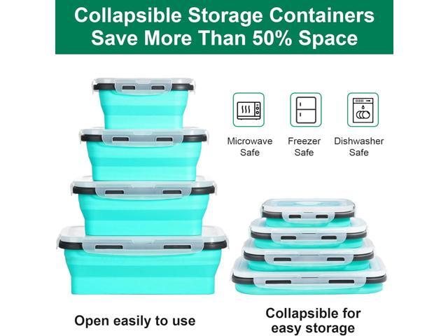 4 Pack Collapsible Food Storage Containers With Lids, Collapsible Storage Containers Sets Silicone Collapsible Bowls For Camping, RV Accessories,...