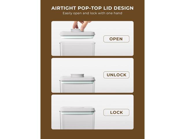 Pop Storage Set 4 Pack Airtight Food-Grade Containers with Lids, BPA-Free, with Measurement Marks for Flour, Sugar, Pantry Organization