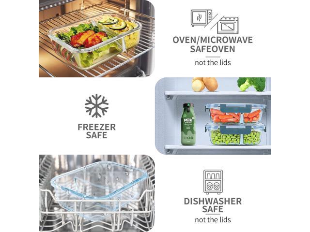 10 Packs 30oz Glass Meal Prep Containers 2 Compartments,Glass Food Storage Containers with Lids,Airtight Lunch Bento Boxes,Microwave,Oven,Freezer...