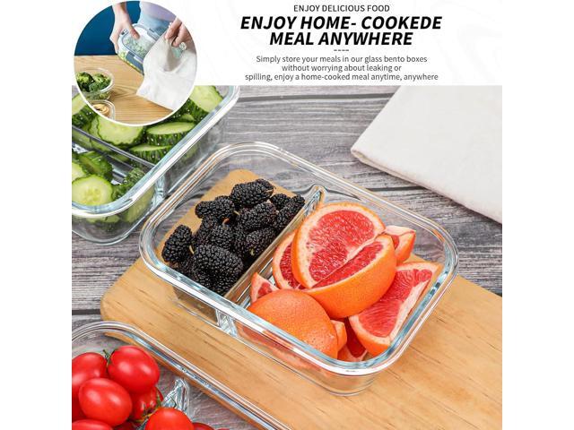 10 Packs 30oz Glass Meal Prep Containers 2 Compartments,Glass Food Storage Containers with Lids,Airtight Lunch Bento Boxes,Microwave,Oven,Freezer...