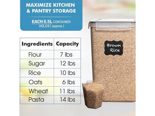 WHITE FEATHER SUPPLIES 2 PC [6.5L / 220 Oz] Large Food Storage Containers with Lids Airtight - BPA Free Clear Plastic Kitchen and Pantry Storage...