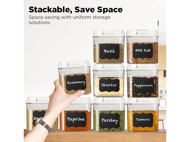 Shazo 9 PC Airtight Food Storage Containers - BPA Free Clear Plastic Snack & Spice Containers with Easy Lock Lids - Kitchen and Pantry Organization...