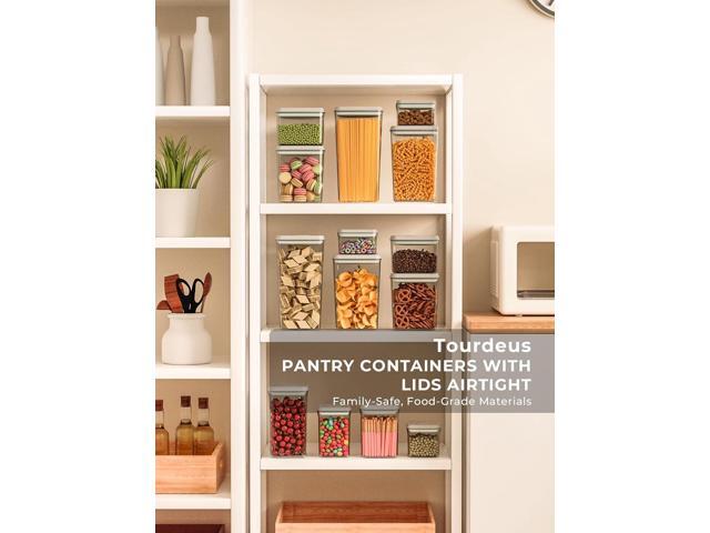 Pop Storage Set 4 Pack Airtight Food-Grade Containers with Lids, BPA-Free, with Measurement Marks for Flour, Sugar, Pantry Organization