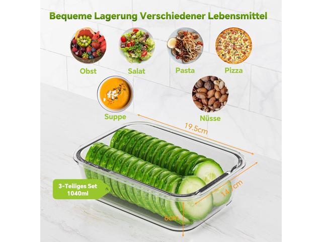 3-Pack 35 oz Borosilicate Glass Food Storage Containers with Lids, Stackable Airtight Glass Meal Prep Containers for Lunch & Leftover, BPA-Free &...