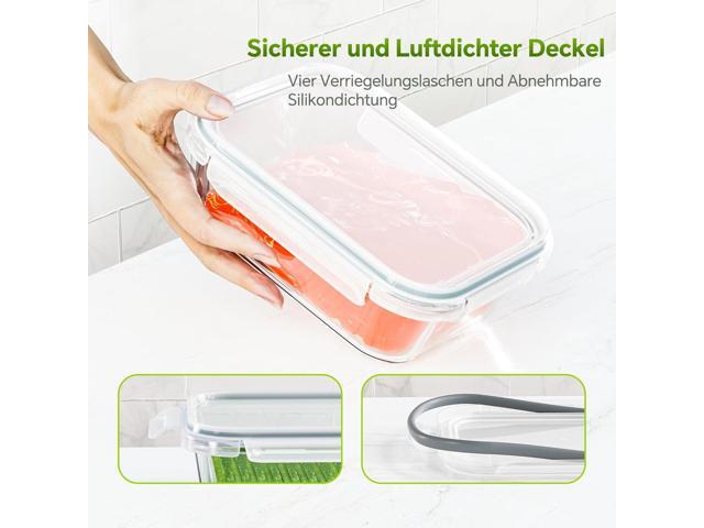 3-Pack 35 oz Borosilicate Glass Food Storage Containers with Lids, Stackable Airtight Glass Meal Prep Containers for Lunch & Leftover, BPA-Free &...