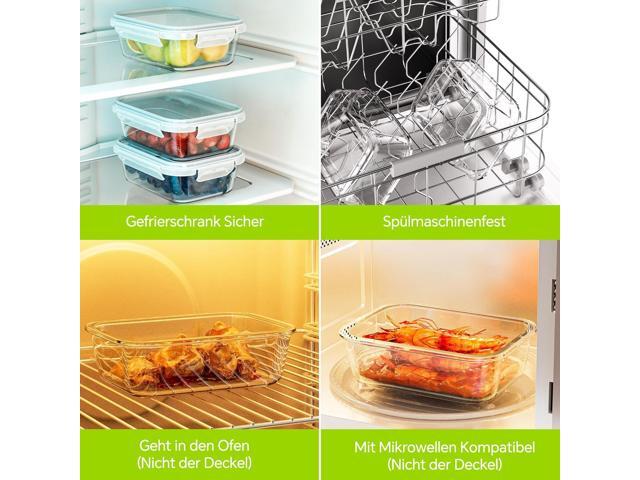 3-Pack 35 oz Borosilicate Glass Food Storage Containers with Lids, Stackable Airtight Glass Meal Prep Containers for Lunch & Leftover, BPA-Free &...