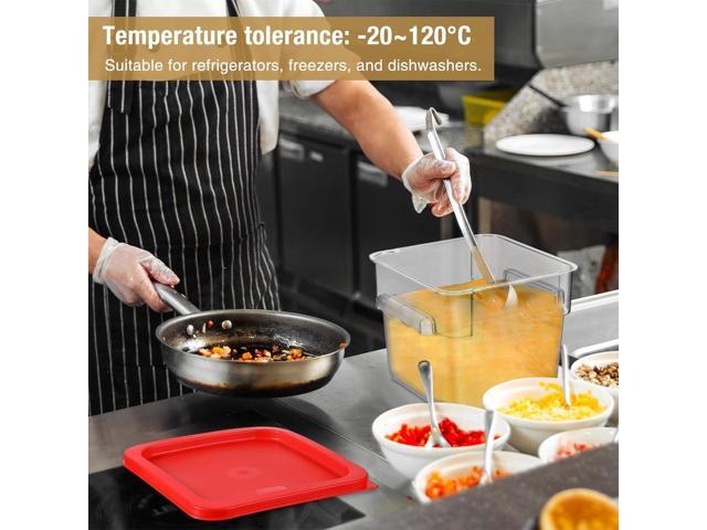 Suclain 2 Pcs Square Food Storage Container Polycarbonate Clear Food Container with Red Lid Commercial Rice Storage with Red Graduations for...