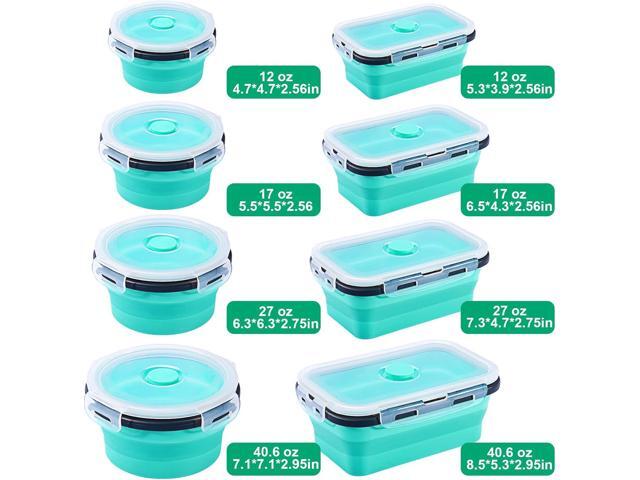 4 Pack Collapsible Food Storage Containers With Lids, Collapsible Storage Containers Sets Silicone Collapsible Bowls For Camping, RV Accessories,...