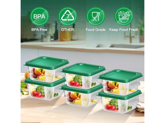 6 pcs 2qt Food Storage Containers with Lid, Square Clear Commercial Storage Containers with Handle and Scale for Food Storage in Home Kitchen &...