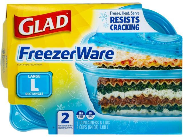 Gladware Freezerware Food Storage Containers, Large Rectangle Food Storage Containers for Everyday Use Food Containers Safe for Freezer, Hold...