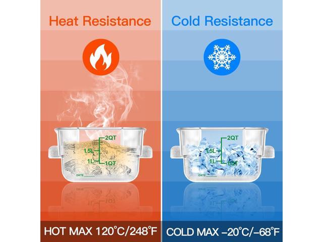 6 pcs 2qt Food Storage Containers with Lid, Square Clear Commercial Storage Containers with Handle and Scale for Food Storage in Home Kitchen &...