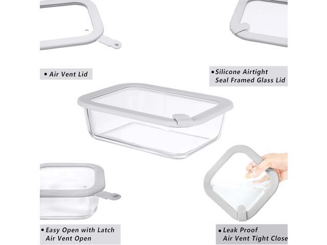 Glass Food Containers with Glass Lid, Microwave Safe Food Storage Container Set, 6 Pack Square Shape, Large Size Airtight Storage Set with Leak...